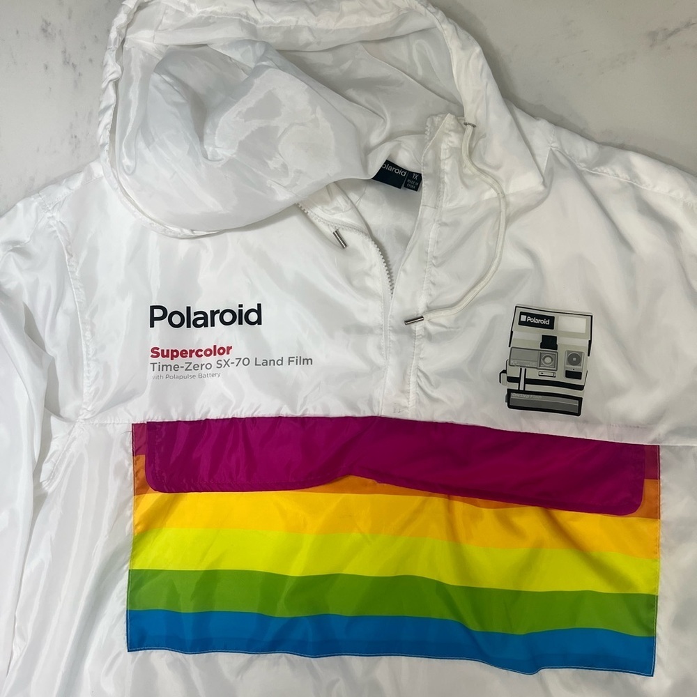 Polaroid White Jacket with Rainbow Accents - Picture 14 of 16
